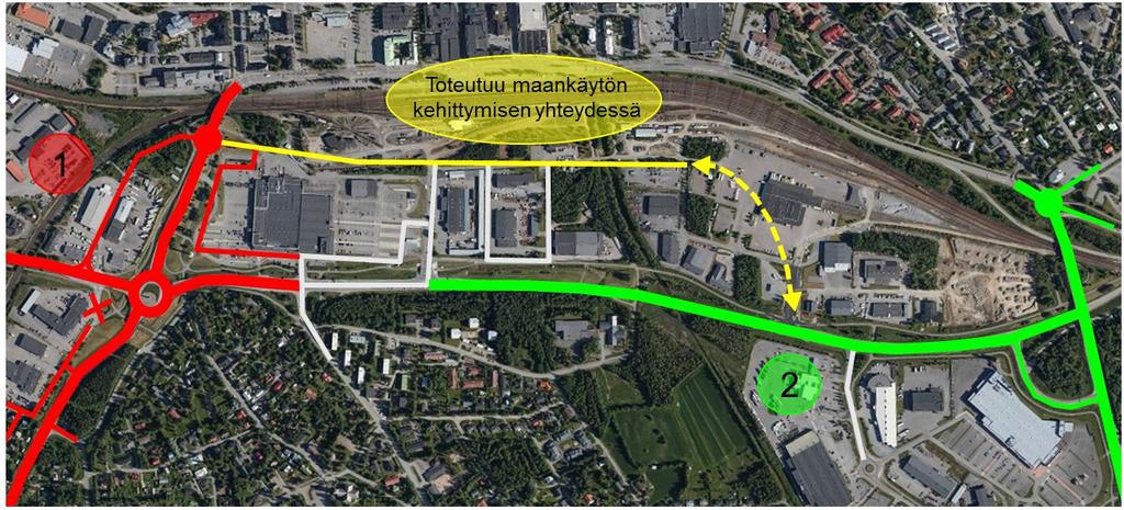 Kehittämispolku Valtatien 8 parantamisen suunnitelmavaihtoehto ehdotetaan toteutettavan kahdessa vaiheessa.