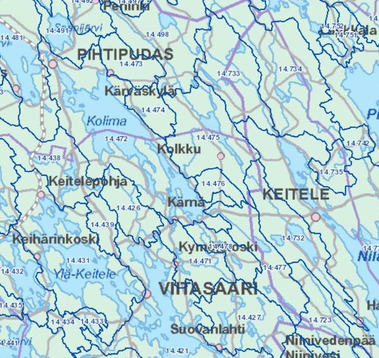 KÄYTTÖOHJE Valuma-alueen määritys 5 (8) Työkalu määrittää laskessa käytettävän laajuuden Suomen ympäristökeskuksen