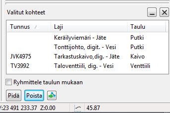 4 Valitut kohteet Reunaikkunassa Valitut kohteet on näkyvissä kyseisellä hetkellä valittuna olevat kohteet.