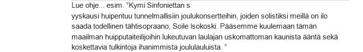 Jos haluat muokata tapahtumaa vielä ja julkaista myöhemmin, valitse Ei. Jos et julkaise kieliversioita, ruksaa niiden kohdalla Ei. Kuvausteksti-kohtaan tulee tapahtuman kuvaus. Esim.