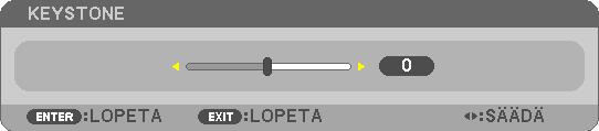 2. Kuvan heijastaminen (peruskäyttö) Säätäminen kaukosäätimellä 1. Paina KEYSTONE-painiketta. Trapetsikorjauspalkki tulee näkyviin. 2.