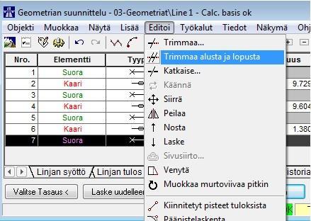 8 Pituusleikkauskuvasta nähdään, että tasaus on luonnosteltu pidemmäksi kuin linjaus ja alkaa ennen nollapaalua.