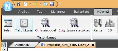 12 (77) KÄYTTÖLIITTYMÄ JA KÄSITTEET Projektin avaamisen/perustamisen jälkeen voidaan määrittää työpöydän ulkoasu.