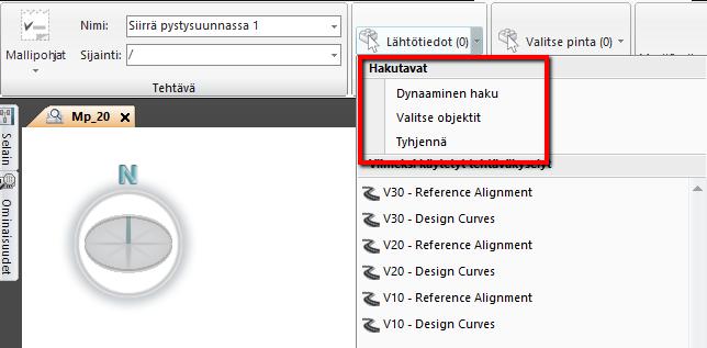 Valitaan Lähtötiedot > valitse objektit 4. Osoitetaan kuvasta halutut objektit 5.