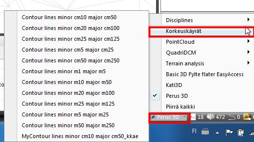 61 (77) 3. Valitse lähtötiedoiksi aineistot joita haluat tarkastella 3D näkymässä tai valitse kaikki ja paina lopuksi Sulje-painiketta. 4. Kun asetukset ovat valmiina, paina lopuksi Valmis-painiketta.