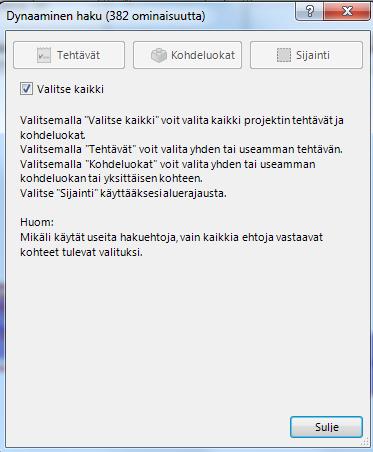 Syvyys-sarakkeisiin voidaan määrittää miltä hakuetäisyydeltä maastoa haetaan. 6.