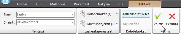 korkeustietoja luettavan) 2. Tee Luiskaobjekti tehtävä ja määritä tehtävän nimi, sijainti ja laskentaperusteet 3.