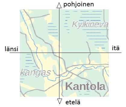 1.1 Karttapohjoinen Karttapohjoinen näkyy kartan koordinaattiviivoituksesta.