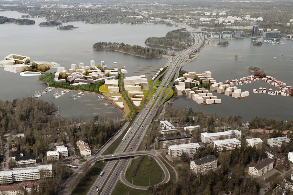 principle section of western shore blocks asemapiirros site plan 1:10 000 Ote arvostelupöytäkirjasta Ehdotus ei täytä vesialuetta kovinkaan paljoa,