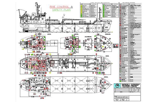 KUVA 1. Esimerkki aluksen Safety Planista (kuva Anastasios P. Kipouropoulos Technical Naval Co. Ltd).