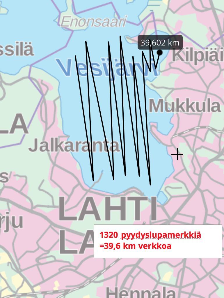 Yleinen keskiarvo pyydysyksiköinnissä on 1,2 pyydysyksikköä vesihehtaarille 30 metrin verkko on yhden pyydysyksikön arvoinen pääsaaliskala nykyään kuha Vesijärven Enonselkä Lahden kaupungin