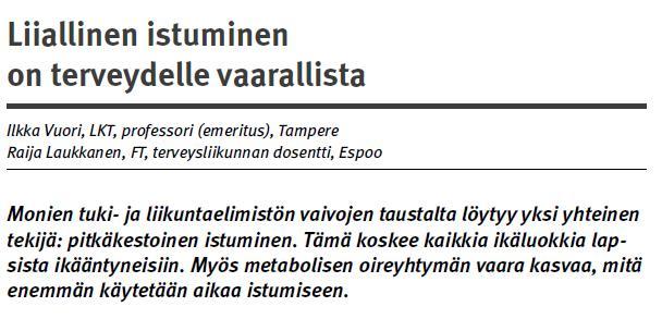 , MSSE, 2006 UKK-instituutti Lopeta istuminen!