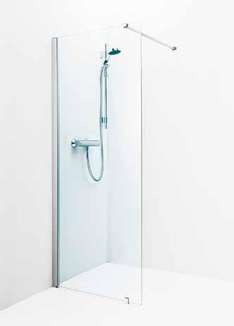 IDO SHOWERAMA 8-20 -KIINTEÄ SUIHKUSEINÄ SUORA Yksinkertainen ja tyylikäs suihkuseinä asennetaan kiinteänä ja se sopii myös kylpyhuoneisiin, joissa putkitus on