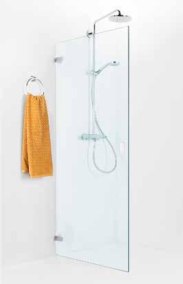 IDO DESIGN -SUIHKUOVI Eleettömän tyylikäs suihkuovi tuo kylpyhuoneen ilmeeseen puhdaslinjaisuutta.