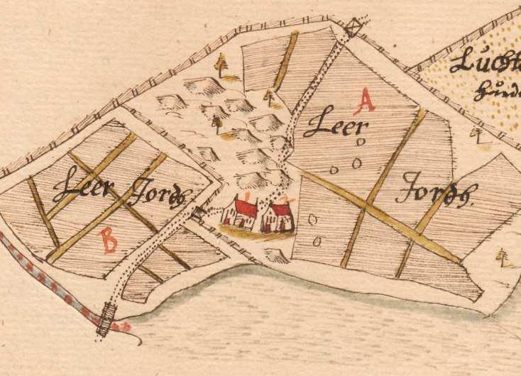 9 Kuva 3. Ote maanmittaaja Jonas Strengin laatimasta maakirjakartasta vuodelta 1644, johon tutkimuskohde on merkitty mustalla ympyrällä.