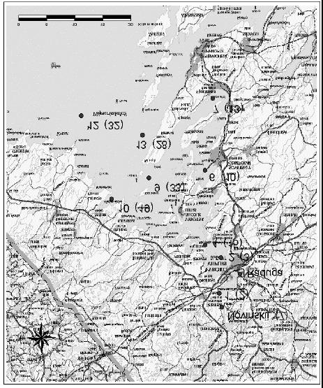 Helsingin kaup. ympäristökeskuksen julkaisuja 4/21 22 Pellikka, K. (toim.) Karttapohja: Maanmittauslaitos lupa nro7/myy/1 Kuva 12. Viipurinlahden näytteenottoasemat (syvyydet on merkitty sulussa).