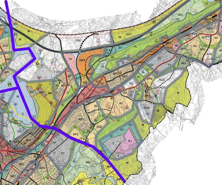 Harjukaupunki - länsiosa Lohjan kaupunki, Taajamaosayleiskaava ESA -RADAN MAASTOKÄYTÄVÄ Alue on varattu Espoo - Lohja - Salo -oikoradan tarkempaa suunnittelua varten.