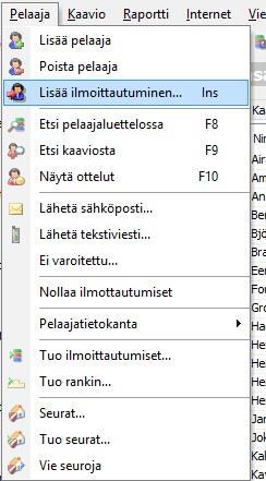 -Valitse pelaaja luettelosta -Lisää pelaaja