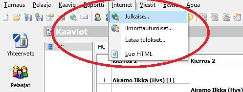 Jotta muutokset saadaan myös nettiin, on se päivitettävä sinne erikseen -Avaa menukohta INTERNET Julkaise -Paina Julkaise -Näin