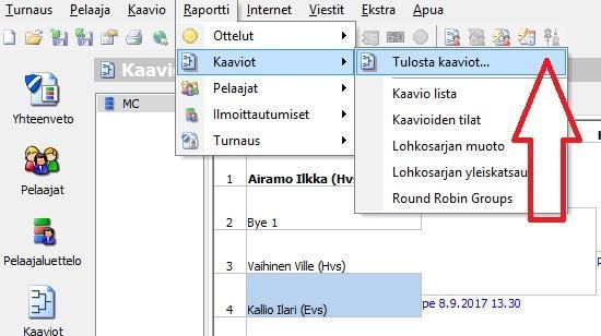 9.2.Otteluiden siirtäminen kentälle -Ottelulista