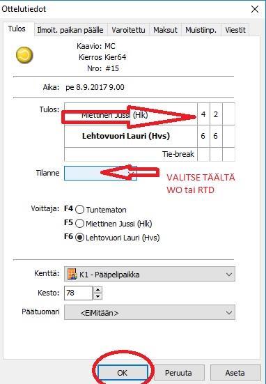 päättelee voittajan tuloksen