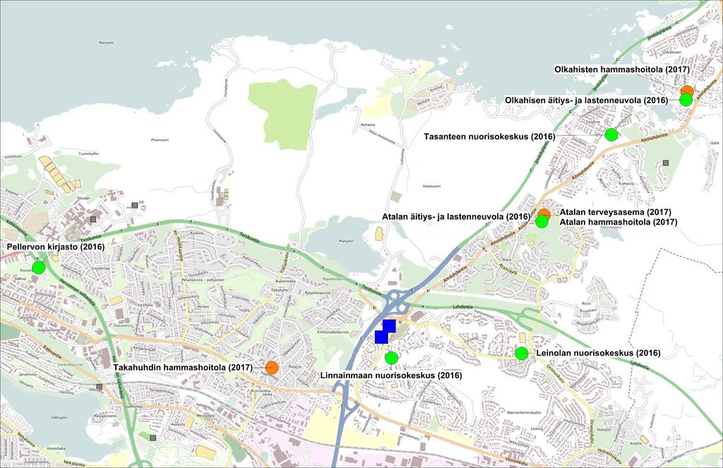 Linnainmaan hyvinvointikeskukseen siirtyvät palvelut (Kh 19.10.