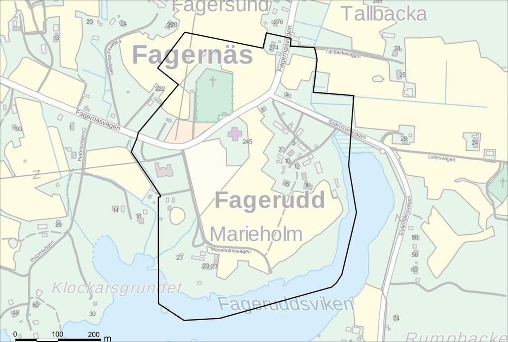 4 3. TARKASTELUALUEEN MÄÄRITTELY JA HISTORIA Selvitysalue on kooltaan noin 25,5 ha ja se sijaitsee Fagernäsin kylässä Larsmon kirkon ympäristössä.