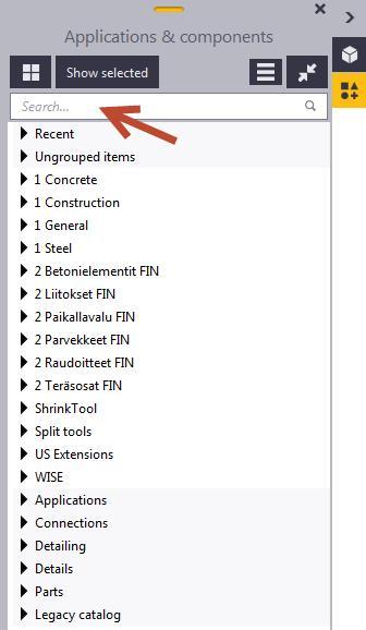 8 Wall layout seam Tällä komponentilla jaetaan saumat Wall layout - seinään. Saumojen jako tapahtuu Direct modificationin avulla.