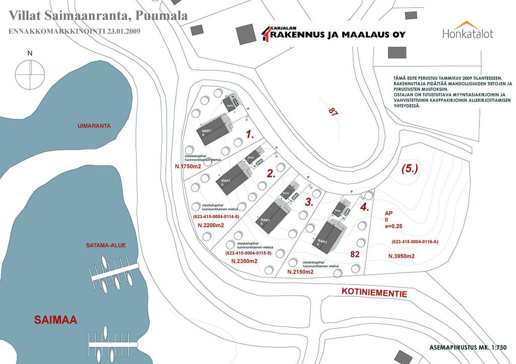 Kuva 23 Saimaa Villas asemapiirustus (Karjalan Rakennus ja Maalaus Oy, 2011.