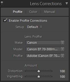 Lightroom Linssi vääristymien korjaus Linssiprofiili