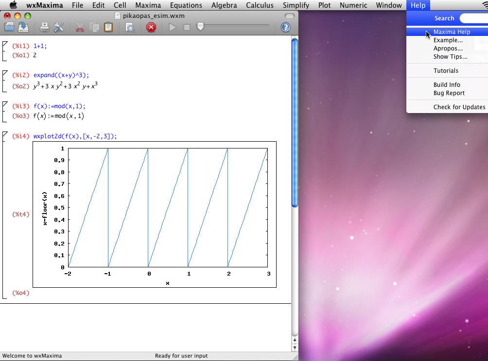 WXMAXIMA-PIKAOPAS 2 Maxima käyttää Gnuplot-ohjelmaa.