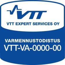 VARMENNUSTODISTUS VTT-VA-00003-17 1 (9) VTT Expert Services Oy on eräiden rakennustuotteiden tuotehyväksynnästä annetun lain (954/2012, muutettu lailla 1262/2014) luvun 3 sekä eräiden