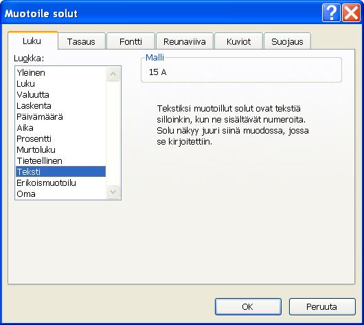 - Painetaan Ctrl + x (leikkaa). - Siirrytään Exceliin. - Painetaan Ctrl + v (liitä). Taulukkolaskentaohjelmassa talonnumero ja kirjainkenttä muotoillaan tekstiksi.