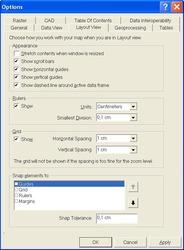 1. Tarkastetaan apuvälineiden toiminnot: a) Valitaan näkyviksi (Appearance) liukuvalikot (scrollbars), vaakasuorat apuviivat (horizontal guides) ja pystysuorat apuviivat (vertical guides).