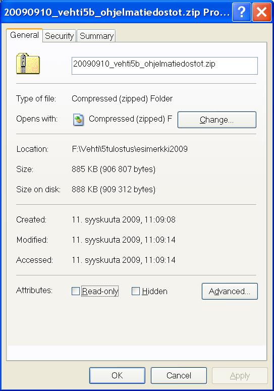 Valitaan resurssihallinnan (Windows Explorer) pudotusvalikosta kohdasta Send To hiiren valintanäppäimellä valinta Compressed (zipped) Folder.