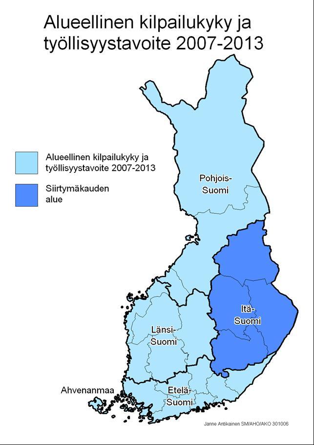 Neljä NUTS II -suuraluetta: Pohjois-Suomi Keski- ja Pohjois-Pohjanmaa sekä Lappi Itä-Suomi Etelä- ja Pohjois-Savo, Pohjois-Karjala ja Kainuu Länsi-Suomi