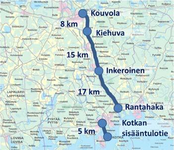 Kouvolaan päin siirryttäessä liikennemäärät ovat 6 000 9 000 autoa/vrk. Arkiliikenne on vilkasta.