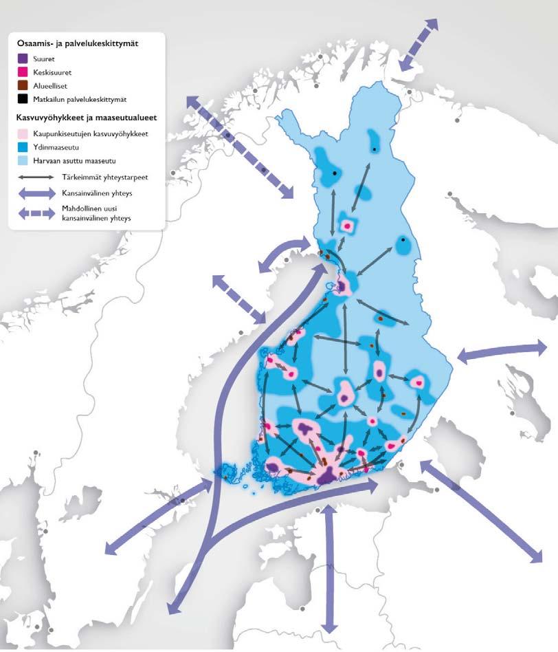 11 Kuva 2.1 Tärkeimmät yhteystarpeet vuonna 2050 ALLI-kehityskuvan mukaan.