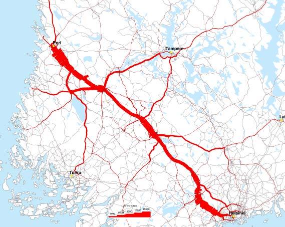 Liite 3 / 7 (56) Vt 2 Helsinki Pori Yhteysvälin strategiakortti 4/2017 TIEN ROOLI Valtatie 2 on Helsinki Pori-välin pääyhteys ja yhdistää Satakunnan, lounaisen Hämeen Uuteenmaahan.