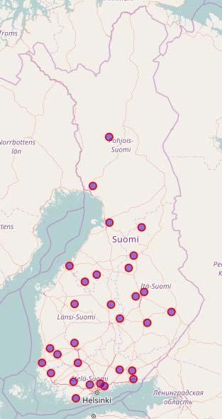 Liite 2 / 3 (3) Kuva 1. Jatkuvien pisteiden vakiosijainnit syksyn 2016 siirtojen jälkeen. Kuva on leikattu Litti-järjestelmästä (pohjakartta: OpenStreetMapin tekijät).