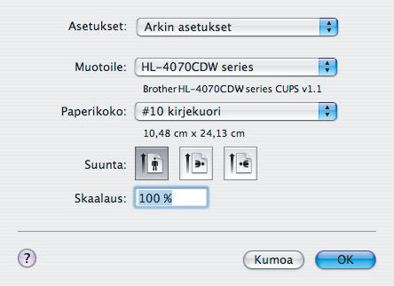 Tulostusmenetelmät Vinkki BR-Script-kirjoitinohjaimen käyttöä varten ohjain on asennettava CD-ROMilla olevalla mukautetulla asennuksella.