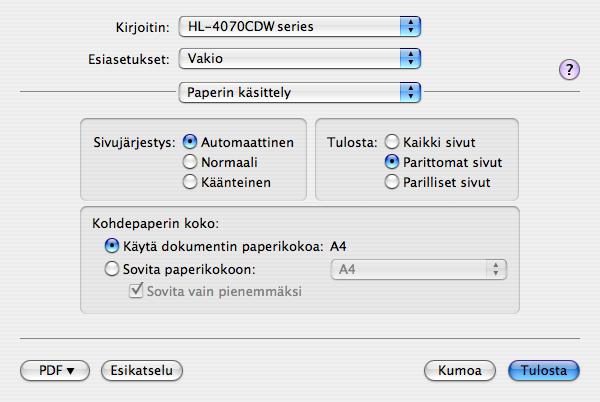 Valitse Käytä dupleksilaitetta ja valitse sitten Pystyreunan ympäri tai Vaakareunan