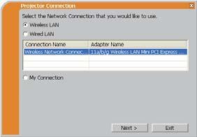 1. Verkkoon liittäminen 1.4 Verkkoyhteyden tilan valinta Jos käynnistät LiveViewer -ohjelman, Select the Network Connection... (Valitse verkkoliitäntä) -näyttö ilmestyy näkyviin.