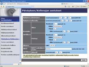 7. Muut toiminnot 7.3 Tapahtumasuunnittelu (jatkuu) Päiväyksen/Kellonajan asetukset ( 58) Päiväyksen/Kellonajan asetukset voidaan säätää verkkoselaimen kautta.