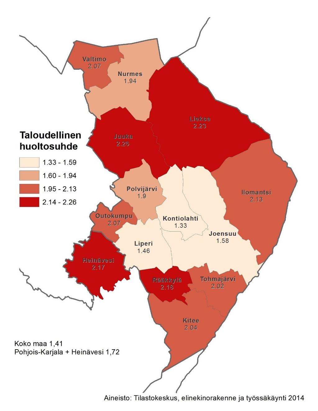 ulkopuolella olevaa ja työtöntä on yhtä työllistä kohti.