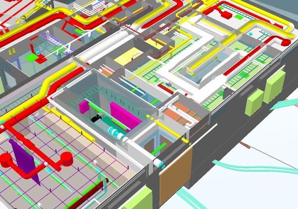 21 Kuva 4. Yhdistelmämalli [Yhtyneet Insinöörit Oy 2015c]. Tietomallia voidaan hyödyntää suunnittelussa ilmenneiden ongelmakohtien havainnollistamisessa.