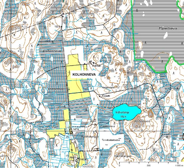 KIHNIÖ, Kolhonneva EO-3/2 GTK:n tutkimustiedot: * Suon kokonaispinta-ala, 87 * Suon tuotantopinta-ala, 38 * Kokonaisturvemäärä, syvyysalue > 1,5m,