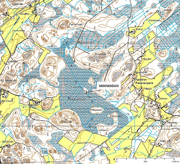 HÄMEENKYRÖ, Vaiviansuo EO-18/25 GTK:n tutkimustiedot: * Suon kokonaispinta-ala, 80 * Suon tuotantopinta-ala, 56 * Kokonaisturvemäärä, syvyysalue >