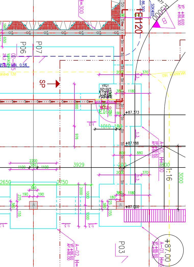 5.3 Lähtötiedot rakennesuunnittelulle Arkkitehdin tuottamat 2D-suunnitelmat toimivat rakennesuunnitelmien pohjana kyseisessä kohteessa.