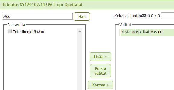 1 2 3 1. Hakukenttään syötät opettajan nimen tai osan siitä ja suoritat haun 2. Klikkaat hakutuloksista haluamasi opettajan nimen edessä olevaa valintaruutua 3.